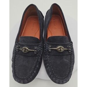 Coach AUTHENTIC Crosby Turnlock Blue Navy Suede Drivers Moccasin Shoes W/7.5 EUC